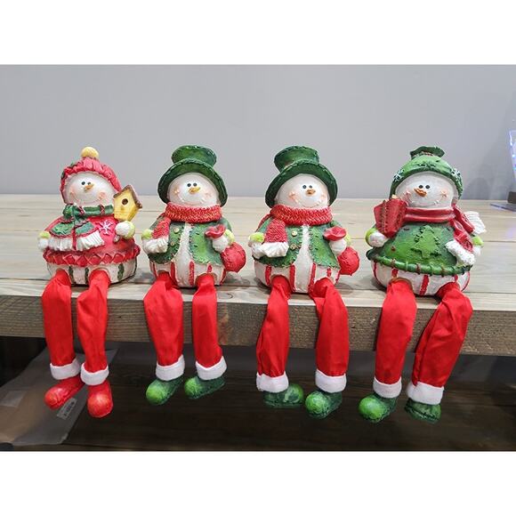 Whimsical Holiday Collection of Shelf Sitting Snowmen Set of 4 - Picture 1 of 4
